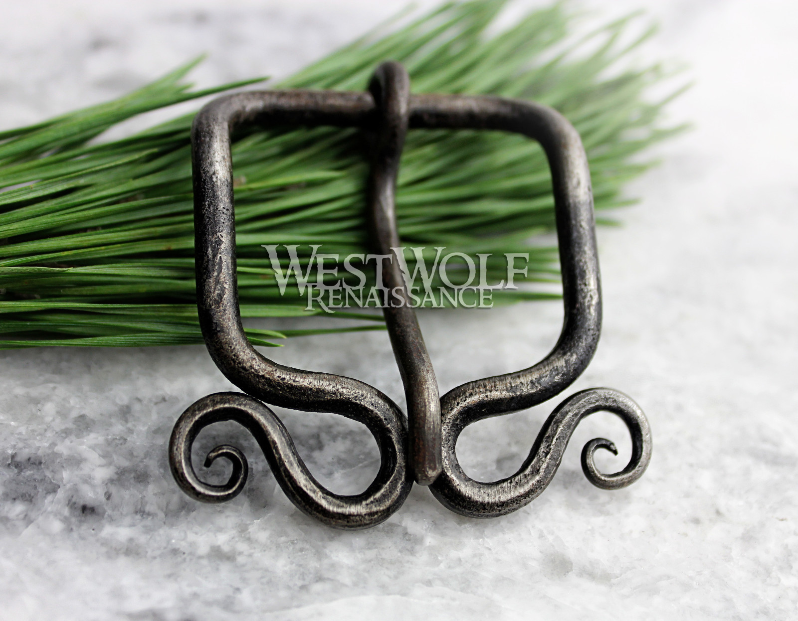 Hand-Forged Viking Belt Buckle with Curled Spirals – Norse/Celtic/Medieval/Steel