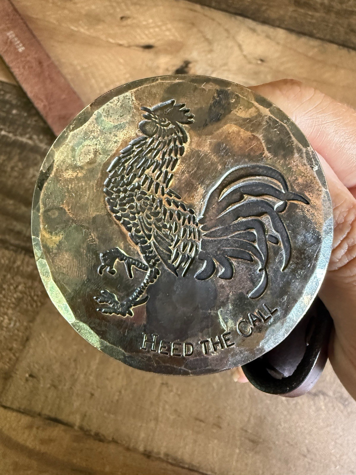 Howler Brothers El Gallo Belt Buckle Forged Steel Rooster Brown Leather Belt 32