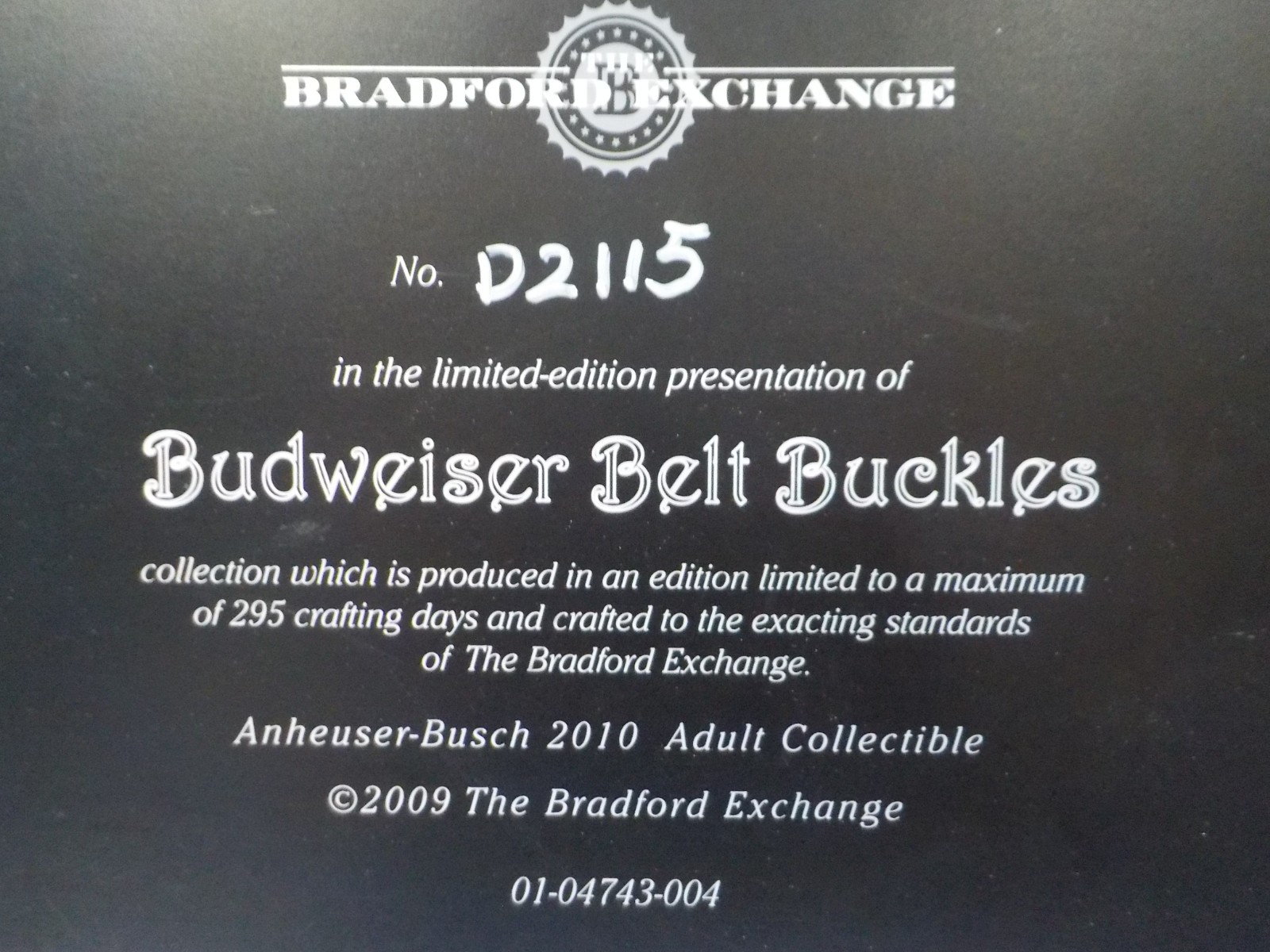 2010 Limited Ed. Budweiser Draught Beer Belt Buckle Fits up to 1.5&Prime; Belt