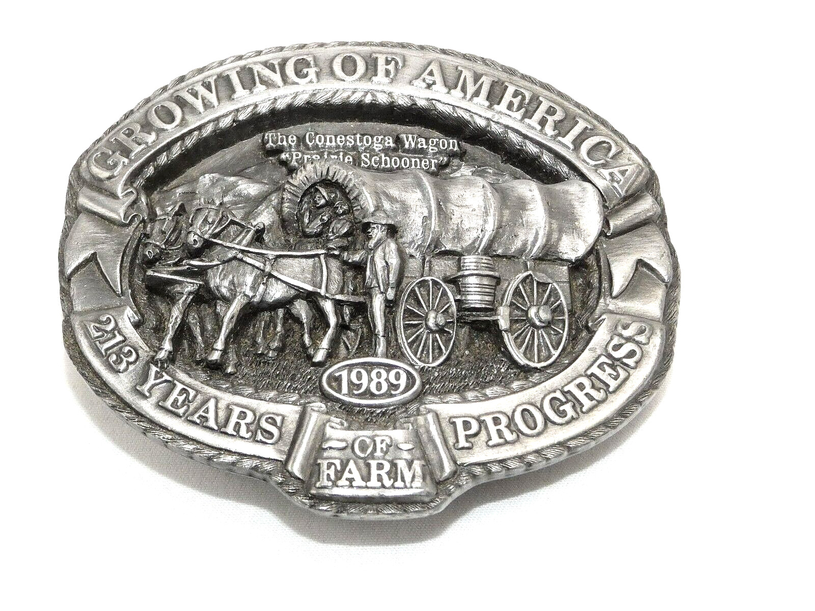 Hasco Conestoga Wagon Growing America Belt Buckle 707 of 4000 1988 Vintage USA