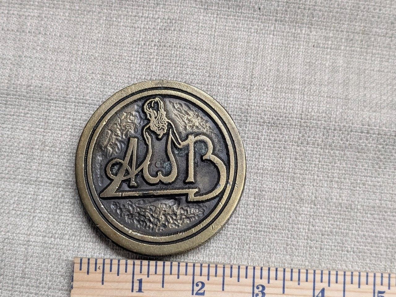vintage 1970s average white band AWB belt buckle SOLID BRASS cowboy western