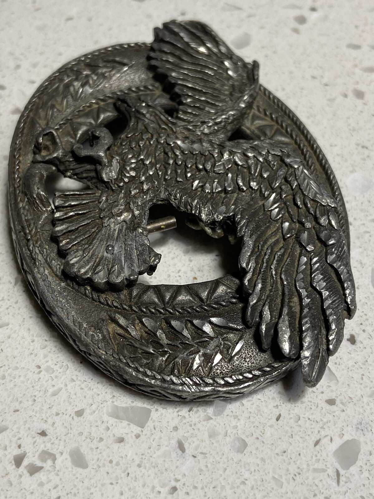 Vintage Belt Buckle Western Cowboy Nature Eagle Birds 90’s Pewter Buckle Rare