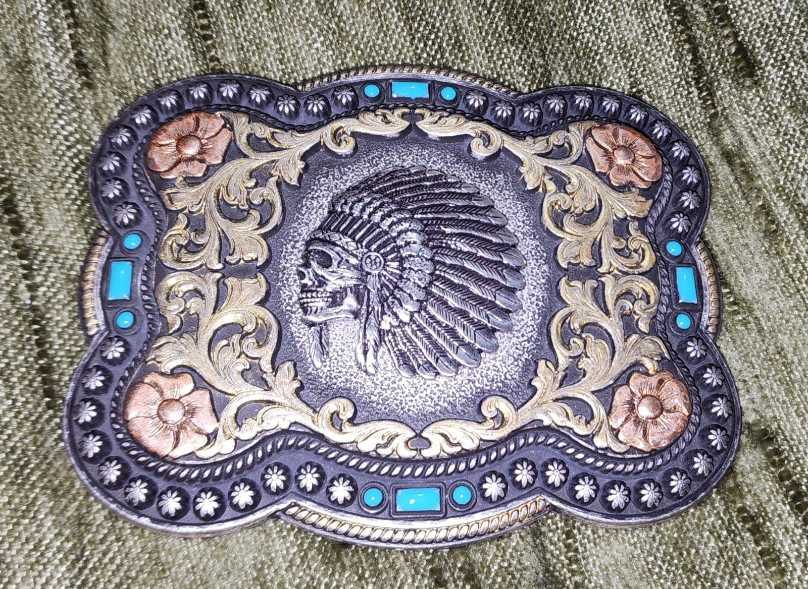 Nocona Mens Chief Skull Belt Buckle 37038