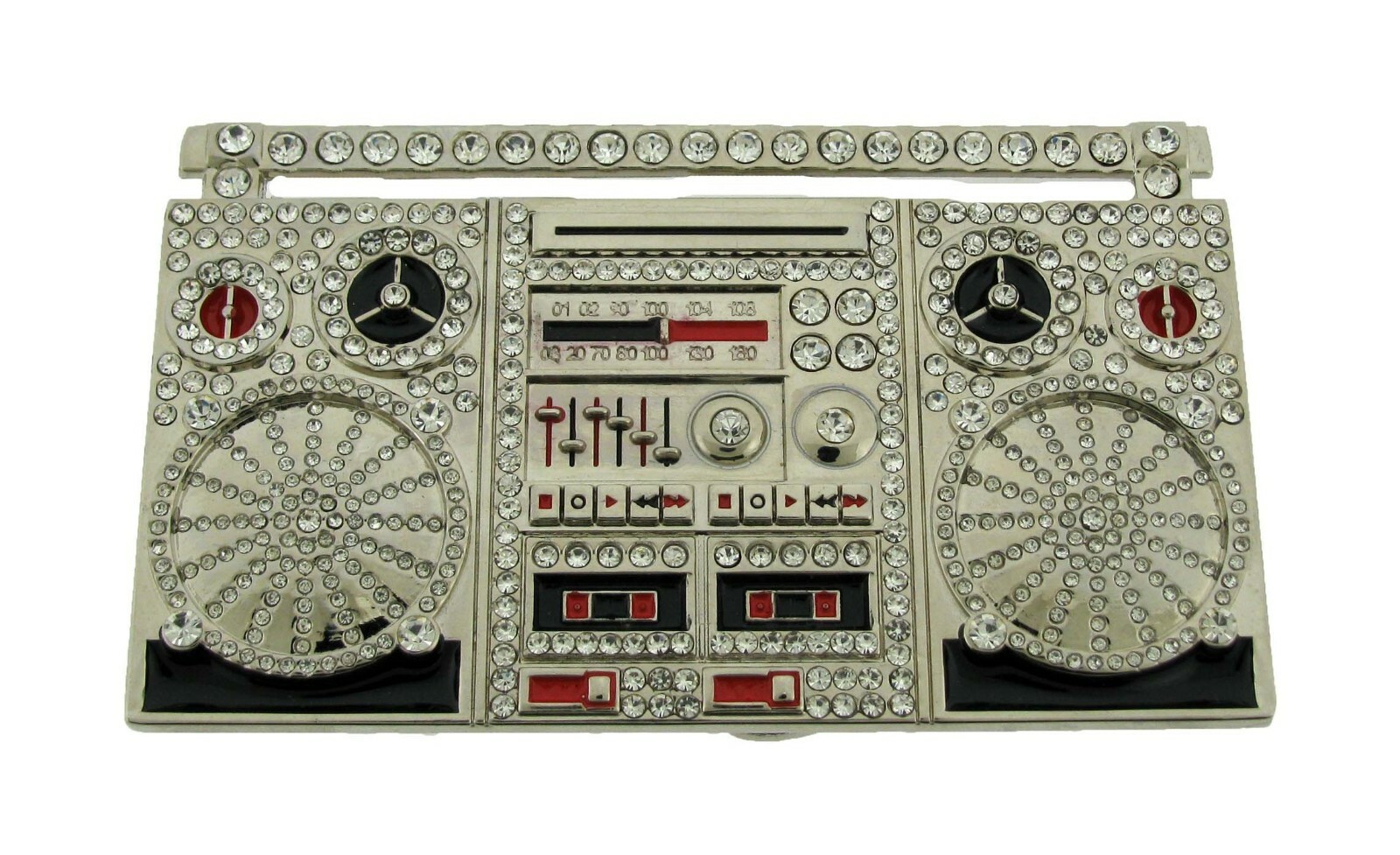 Retro Boom Box Belt Buckle Blaster Radio Dj Ghetto Music Old school Silver Metal