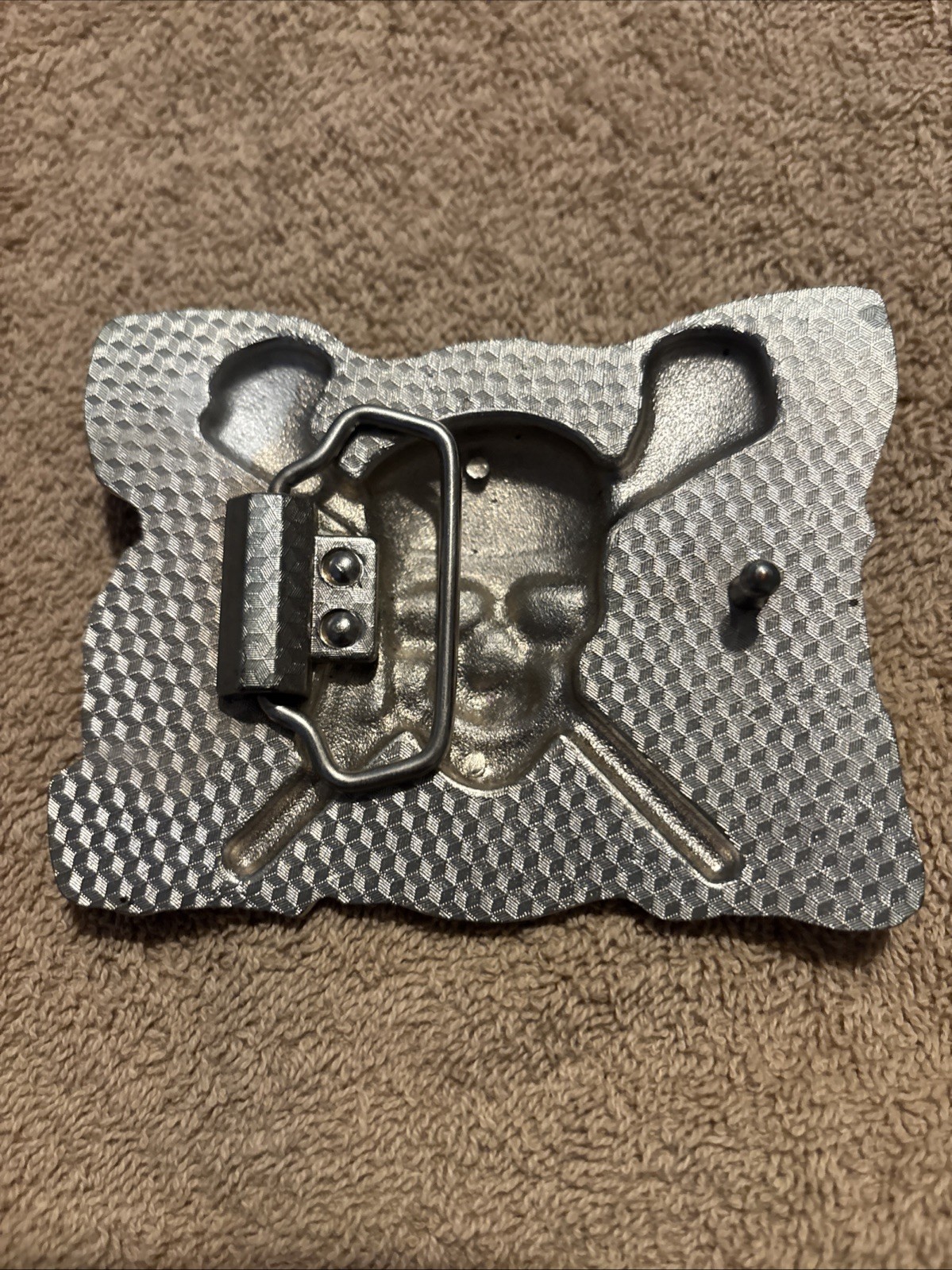 Raised Pirate Skull in Red Bandana Swords Gothic Punk Biker Vibe Belt Buckle
