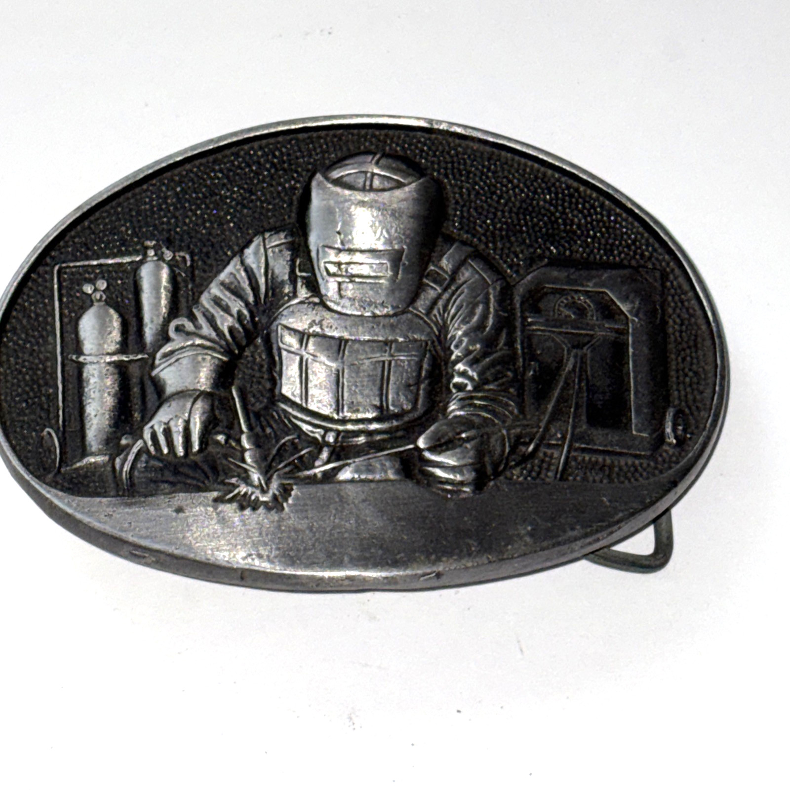 Vintage Welder Welding Award Design Medals Inc Oklahoma Diecast Belt Buckle