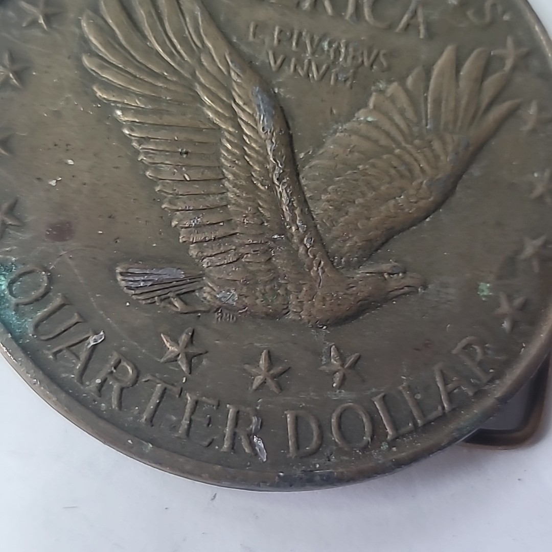 Standing Liberty Quarter Coin Belt Buckle Vtg 1976 Henchel-Mt.View California