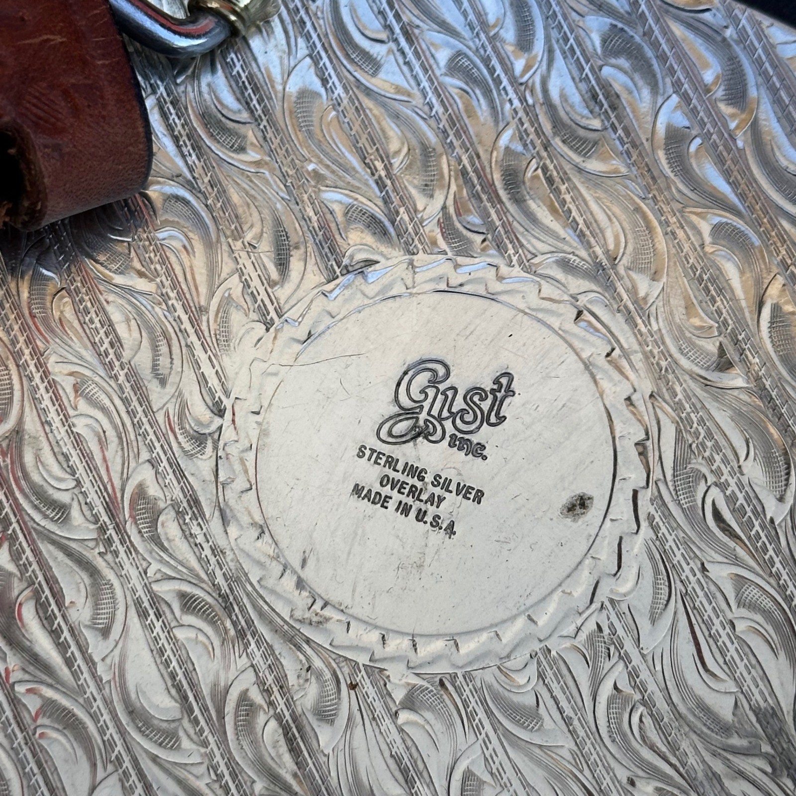 Gist Sterling Silver Overlay 1995 Gold N Grand Champion Belt Buckle & Size 32