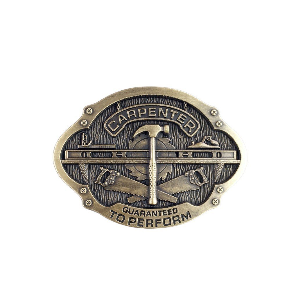Vintage Bronze Plated Carpenter Trades Belt Buckle Boucle de Ceinture