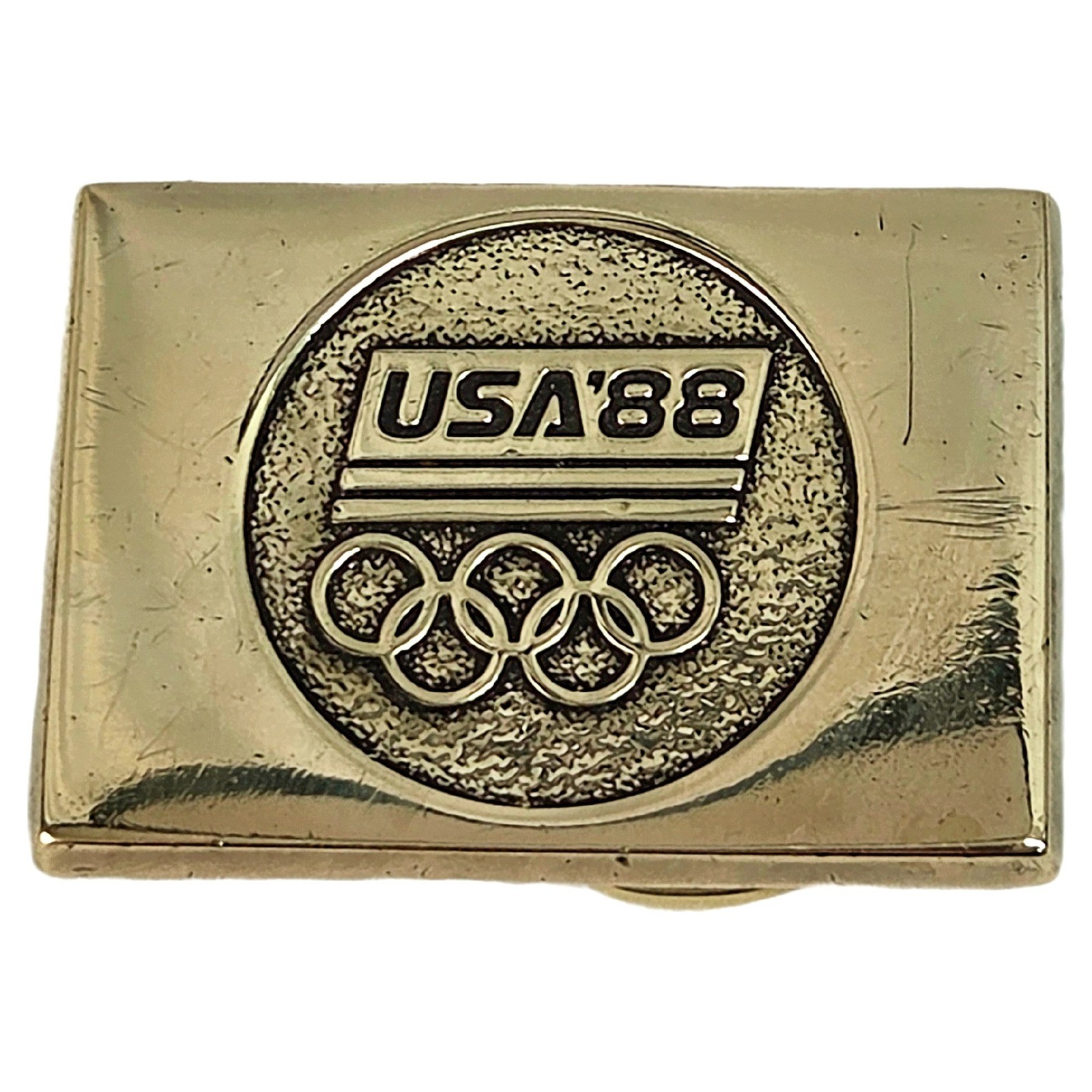 Vintage 1988 USA Olympic Games Solid Brass Belt Buckle BTS Collectible Accessory