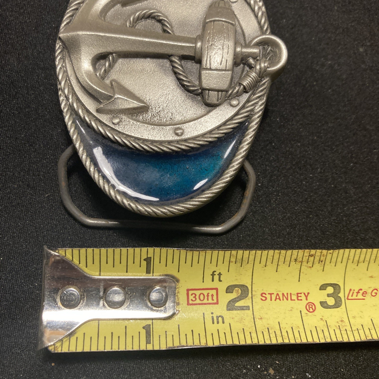 Great American Buckle Company Pewter Anchor w/Blue Enamel