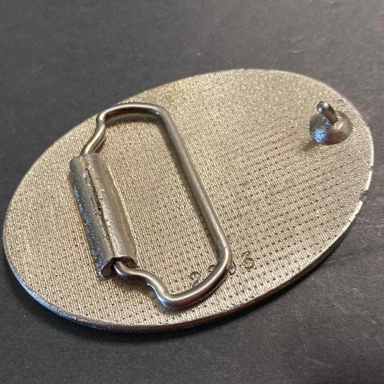 Vintage VTG Clogging Square Dancing Pewter Green Enamel Belt Buckle