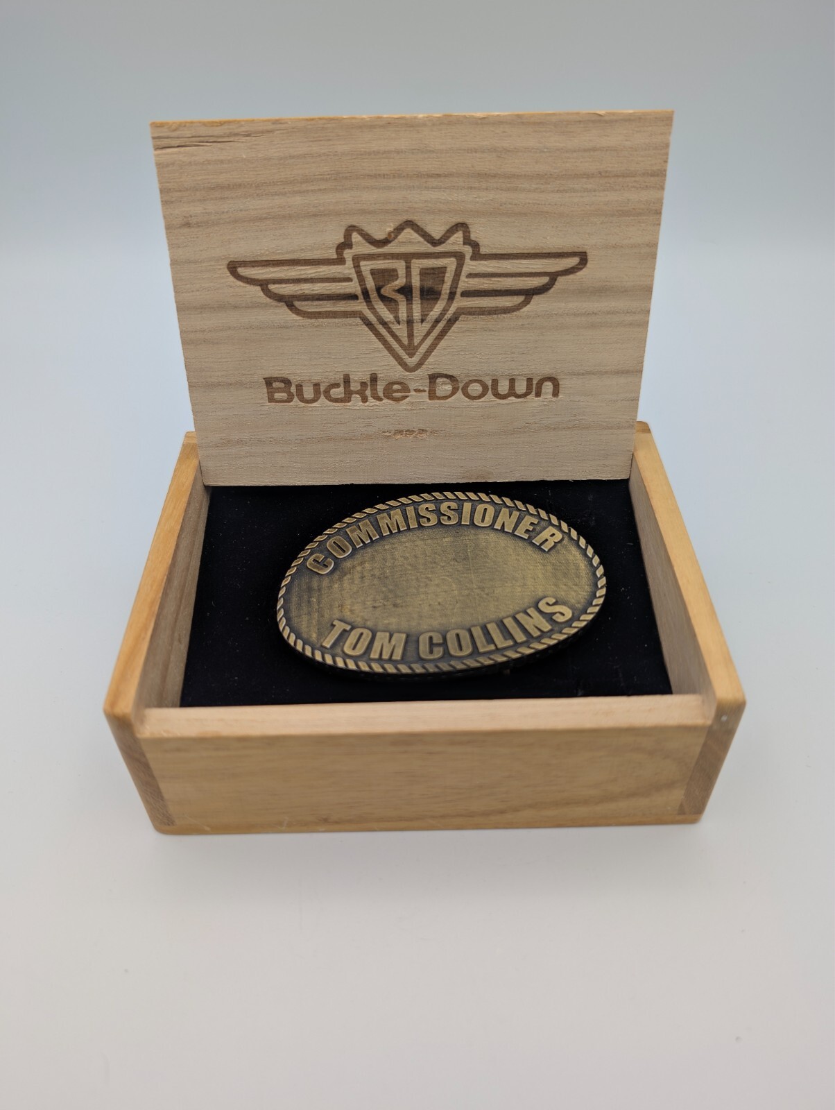 Belt Buckle w/ Inscription Commissioner Tom Collins