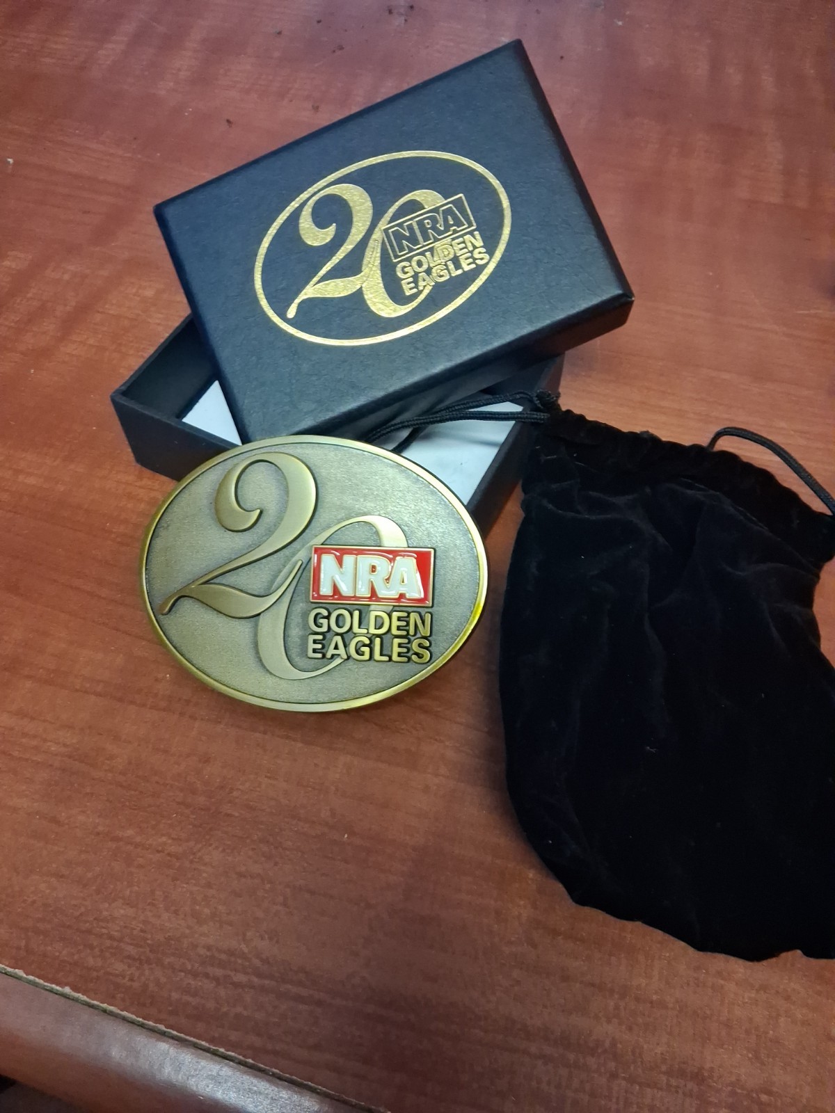 Vintage NRA Brass Golden Eagles Belt Buckle Commemorative Series NIB