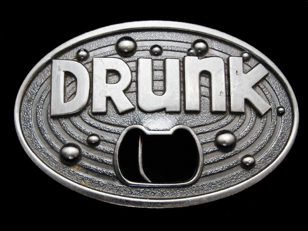 NC23107 VERY FUNNY **DRUNK (BOTTLE OPENER)** BOOZE BELT BUCKLE