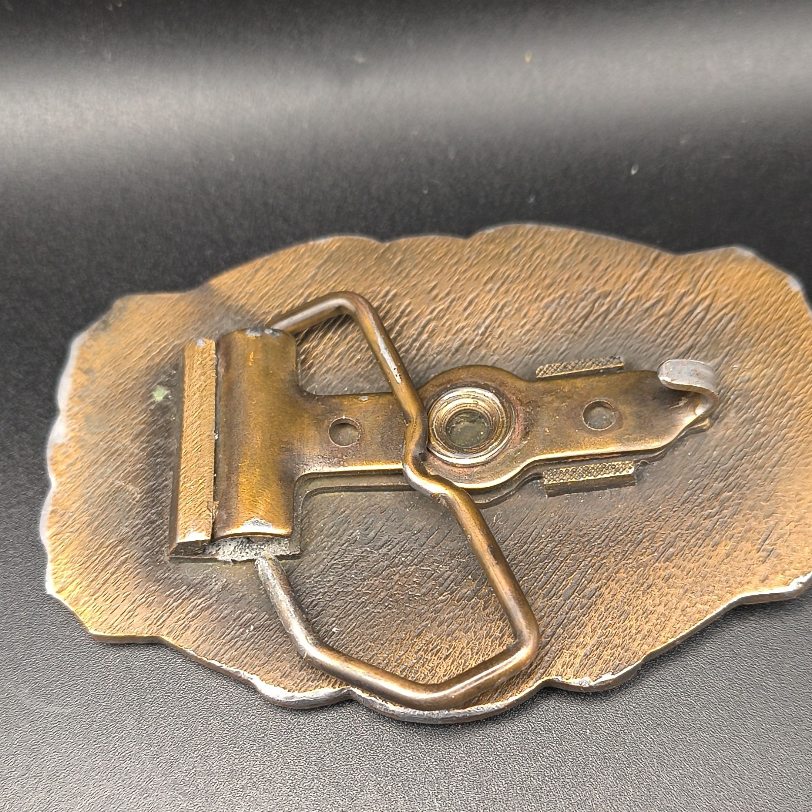 High Plains Machine Works Bronze Western Belt Buckle Oil Rig Kansas Oval Metal