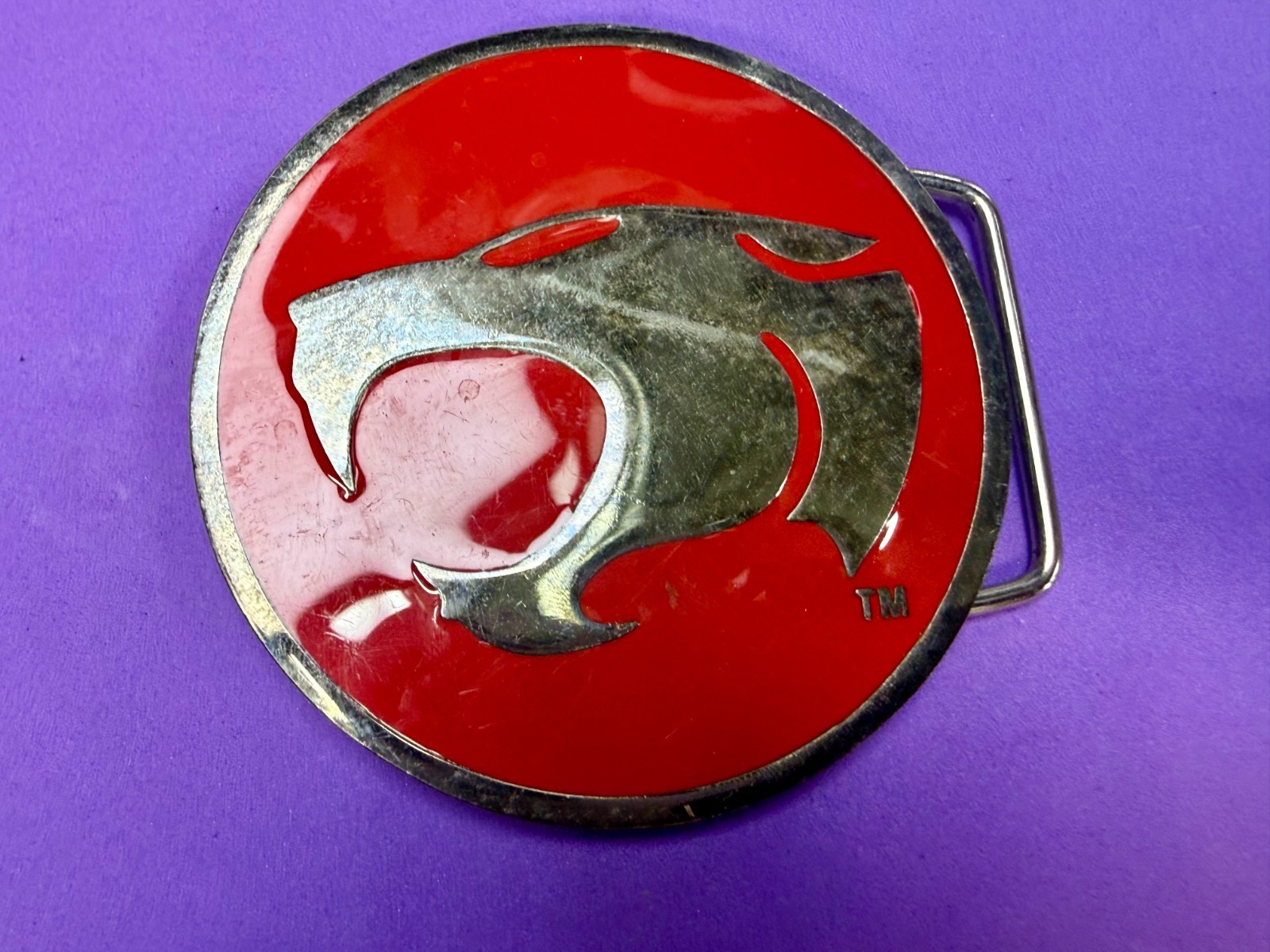 Thundercats Logo Red Silver Enamel Belt Buckle Warner Bros. Inc and Ted Wolf