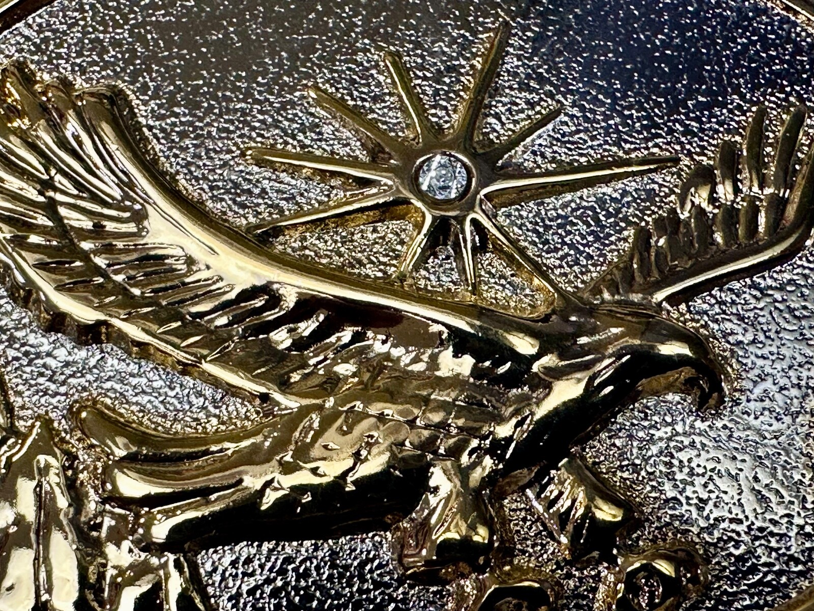 Majestic American Eagle Flying Wings Wide W/ Starburst Two Tone NOS Belt Buckle