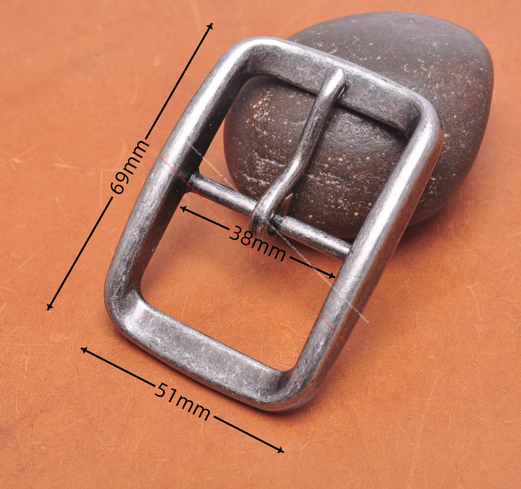 38mm Men Silver Tone Classic DIY Leathercraft Center Bar Prong Pin Belt Buckle