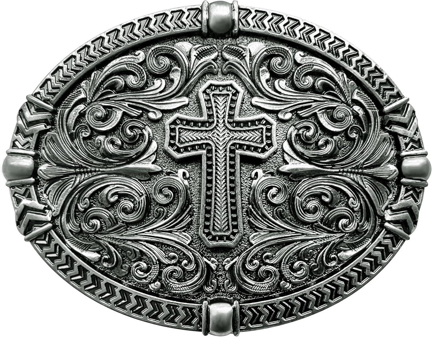Religious Cross Belt Buckles for Men Cowboy Belt Buckle Cowgirl Faith Be