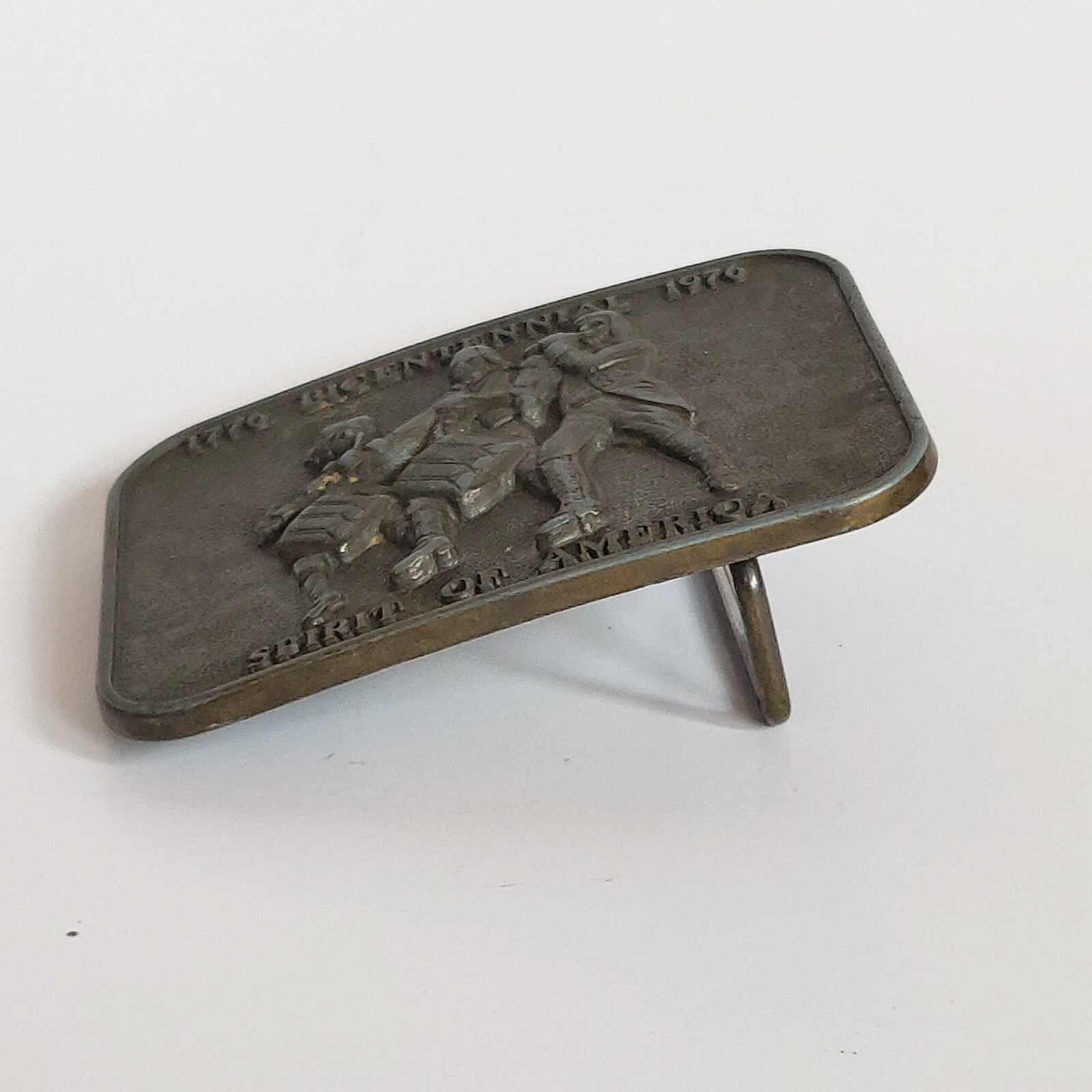 Vintage Bicentennial Metal Belt Buckle « Spirit of America » 1776 – 1976