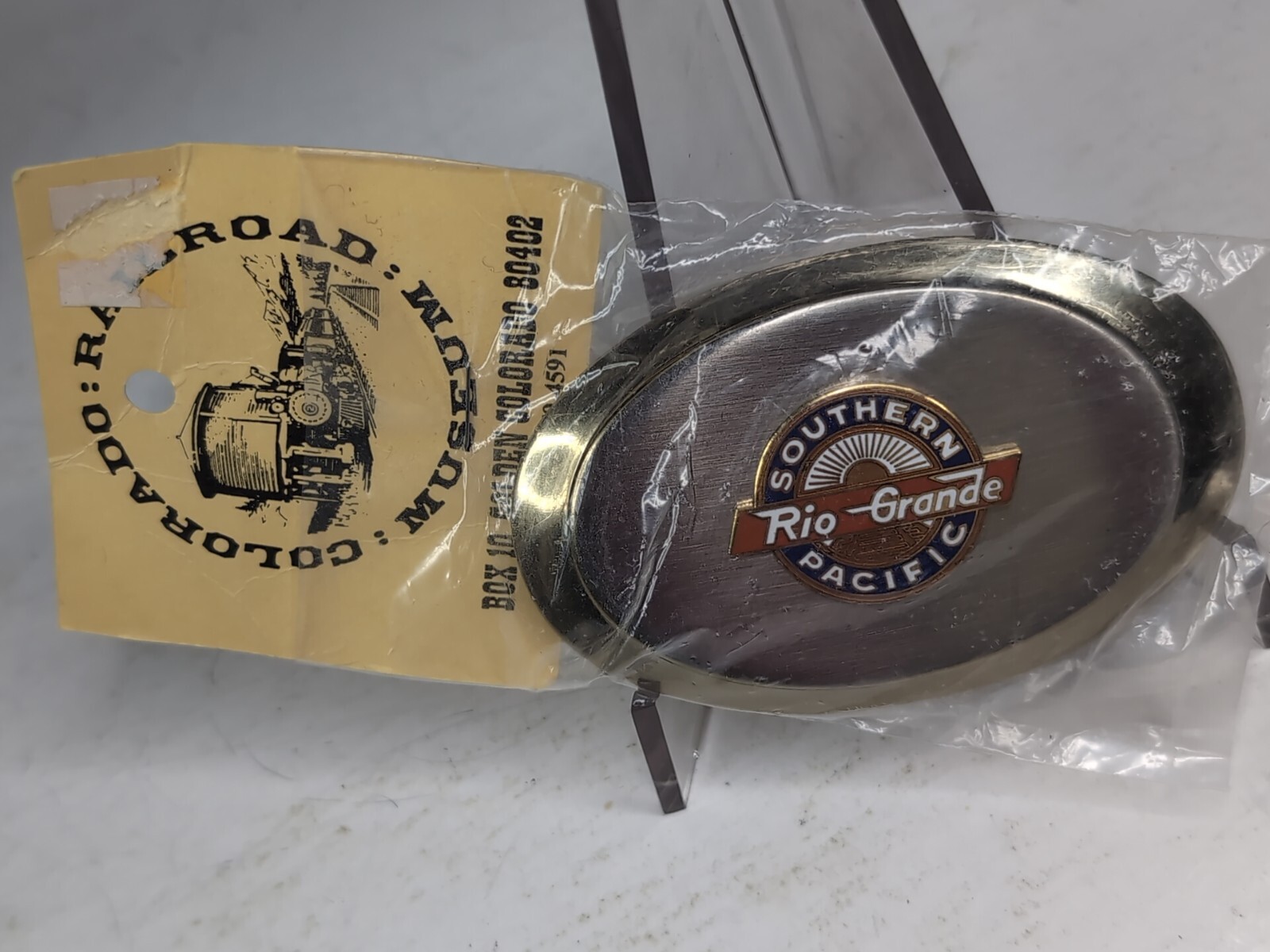 SOUTHERN PACIFIC RIO GRANDE RAILROAD Belt Buckle (Colorado RR Museum) NOS