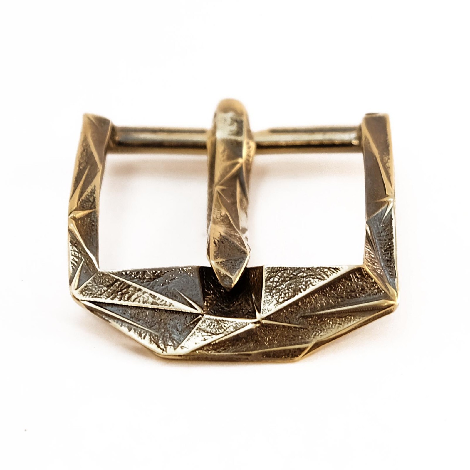 Brass belt buckle Ice, pin type, Ukrainian low poly frame type belt buckle