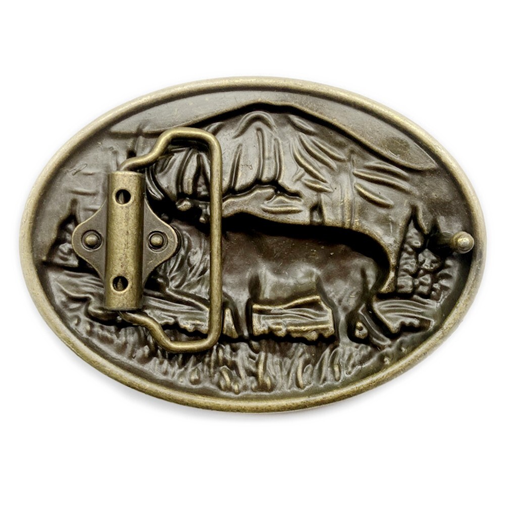Moose Elk Deer Belt Buckle Western Cowboy Native American Motorcyclist (YDR-1-G)