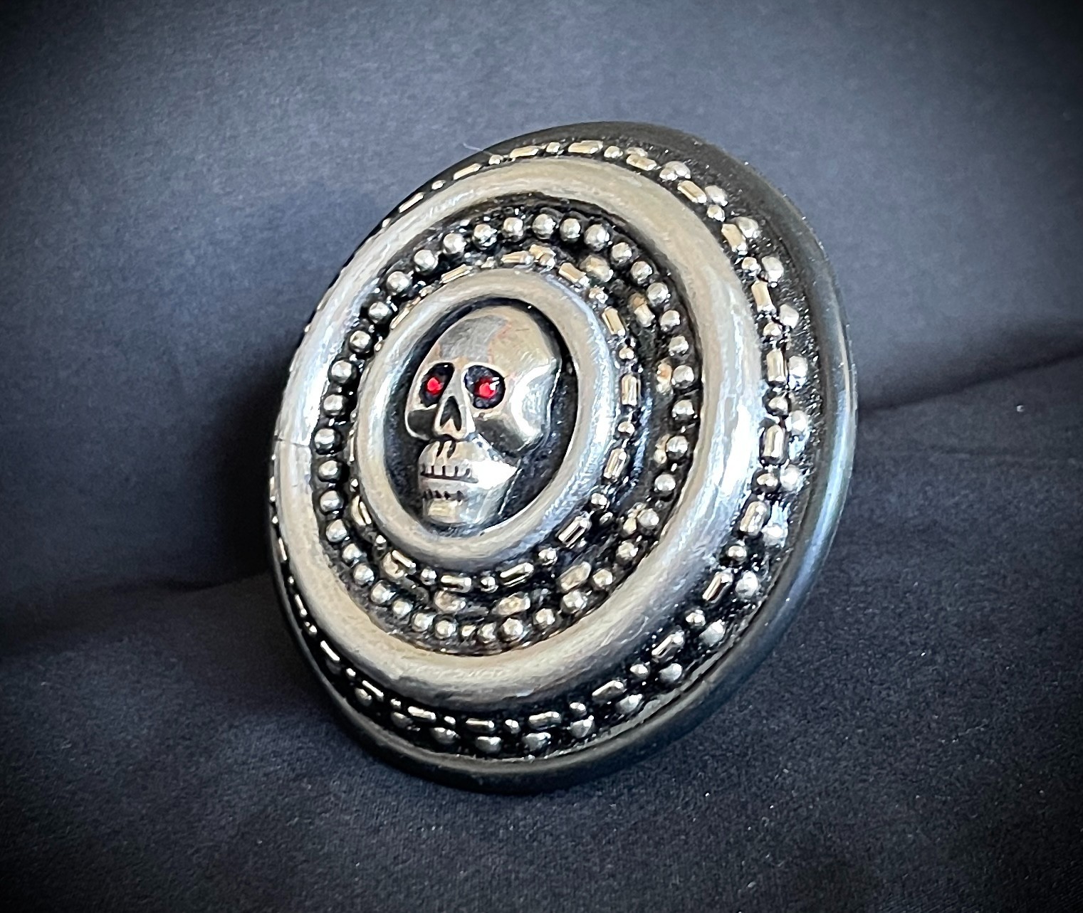 Mars Crypt Relic Skull Belt Buckle Red Crystal Eyes Handmade Darren McNeese