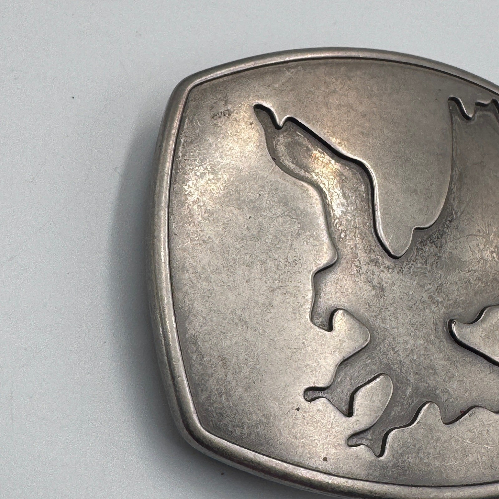 Western Soaring Eagle Belt Buckle Silver Tone Metal Rectangular Americana Casual