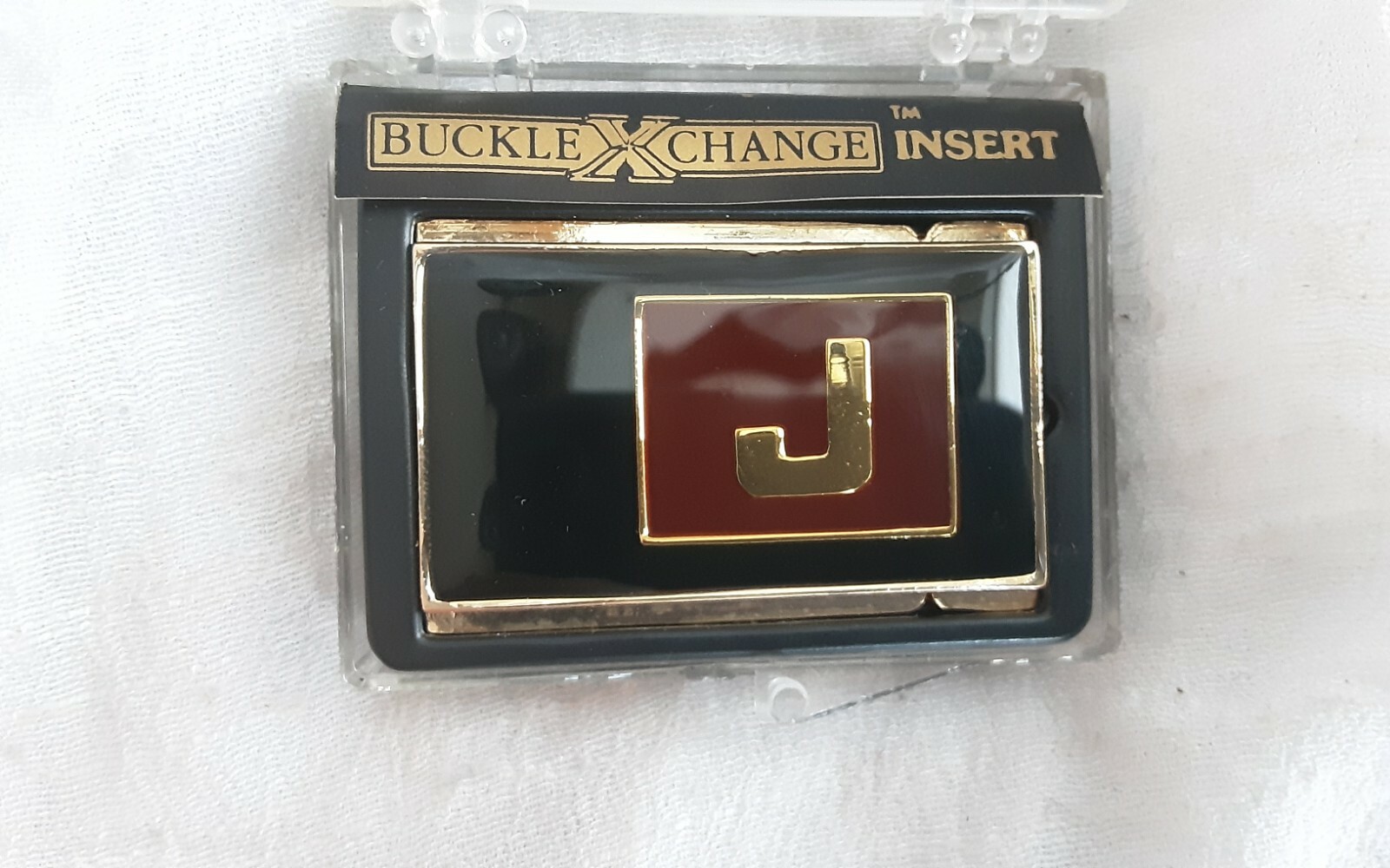 BUXTON BUCKLE X CHANGE INSERT MONOGRAM LETTER J VINTAGE ORIGINAL PACKAGE MENS