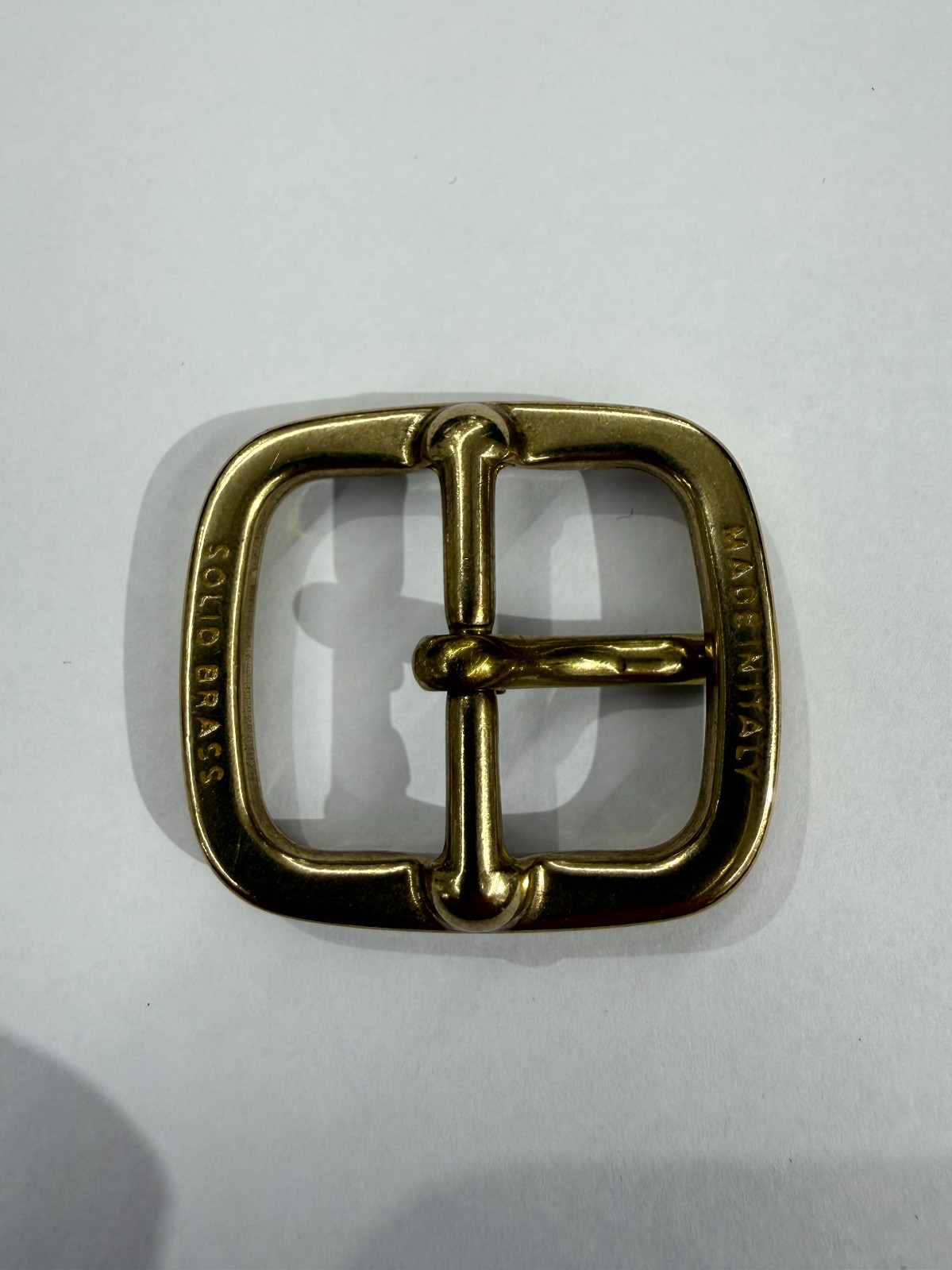 Solid Brass Raw Brass Center Bar Belt Buckle Made in Italy Fits 1&Prime; Belt Strap