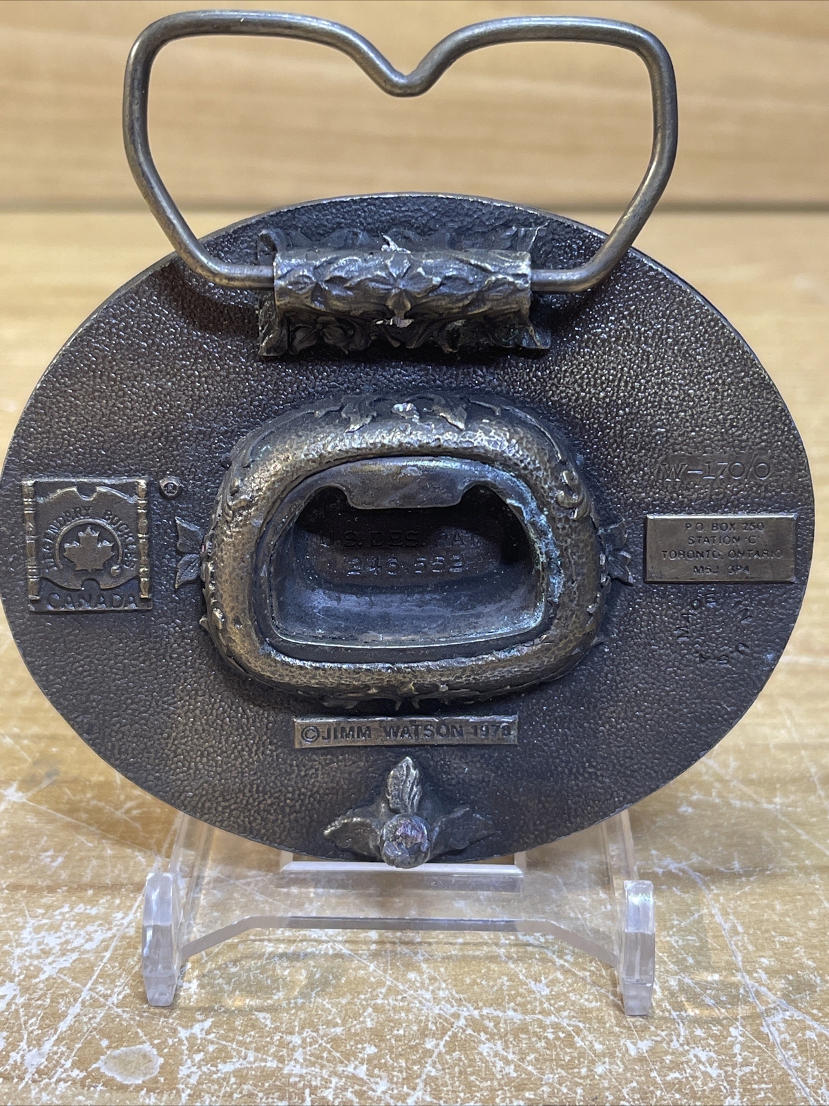 Vintage Carlsberg Beer Belt Buckle Bottle Opener Carling Canada 1978 Jimm Watson