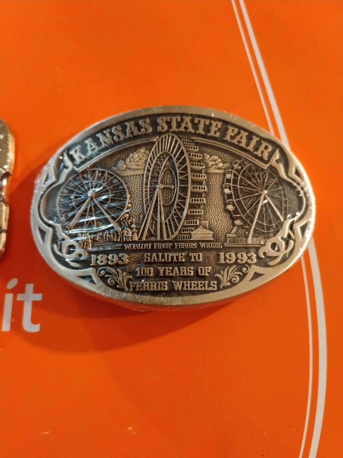 1992 -93 Kansas State Fair First Annual Rodeo Belt Buckle Horse Bronc Cowboy New