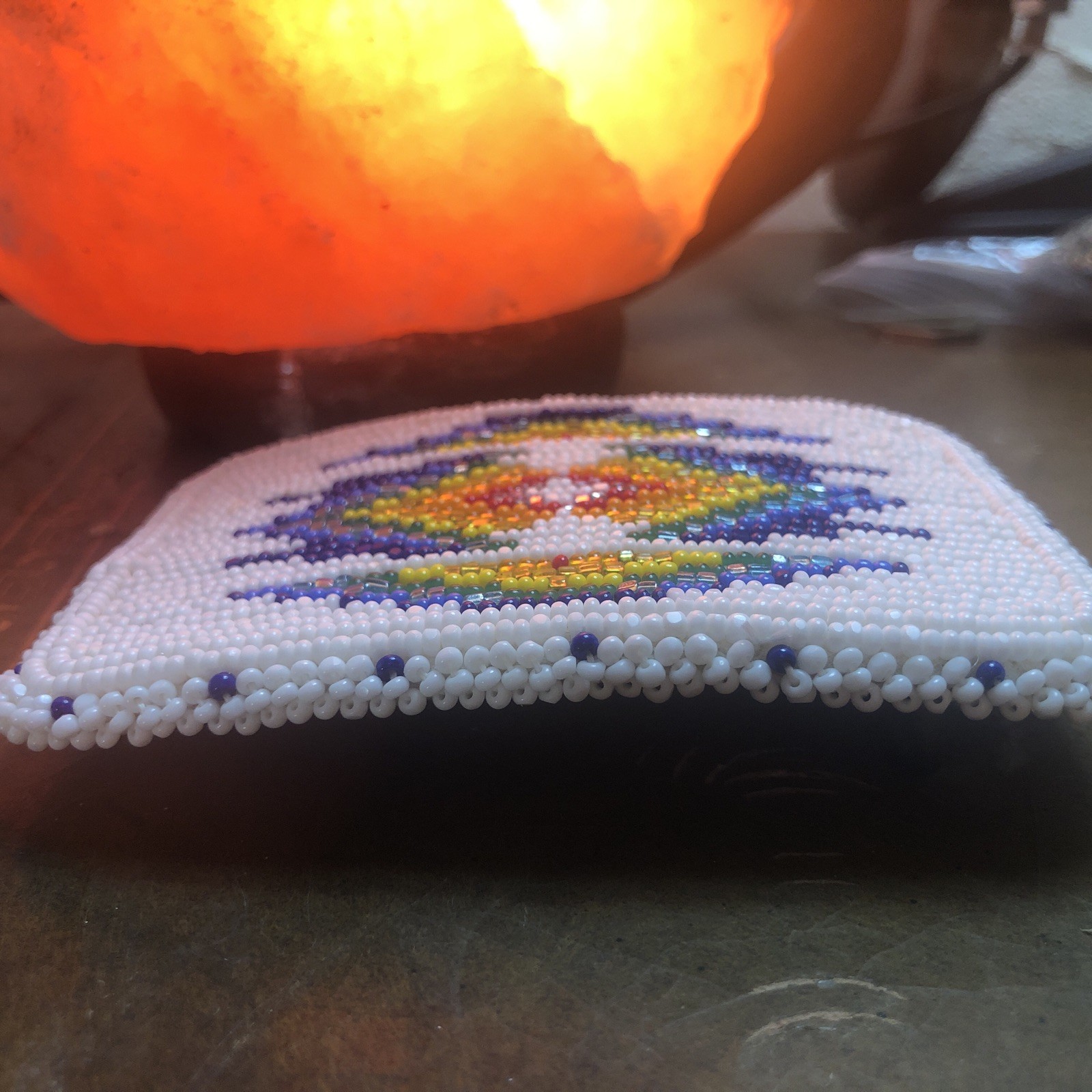 vintage NATIVE AMERICAN belt buckle BEADED handcraft NAVAJO indian western