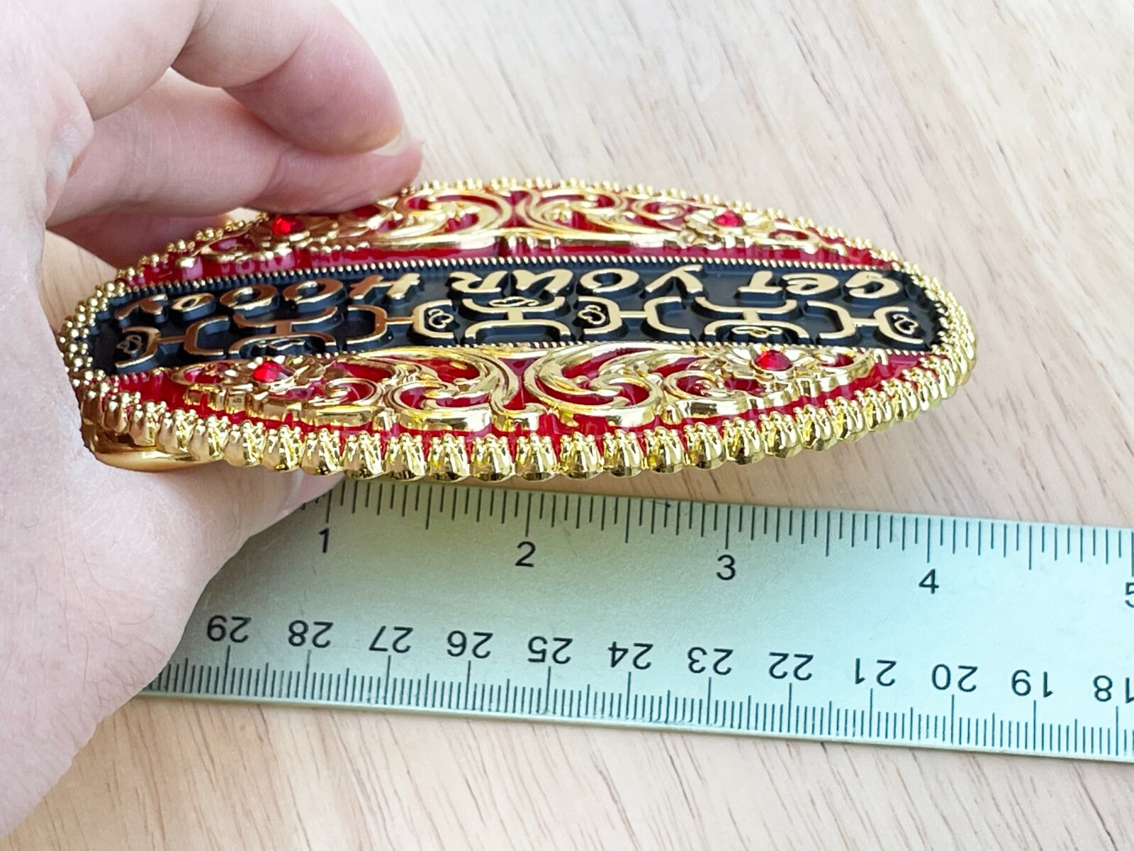 Western Buckle Gold Black Red Cowboy 4×3 for 2 » Hooey Buckle Hebilla Vaquero