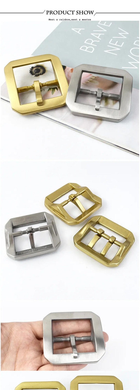 40mm Pure Brass Belt Buckles Men Pin Buckle Stainless Steel Belts
