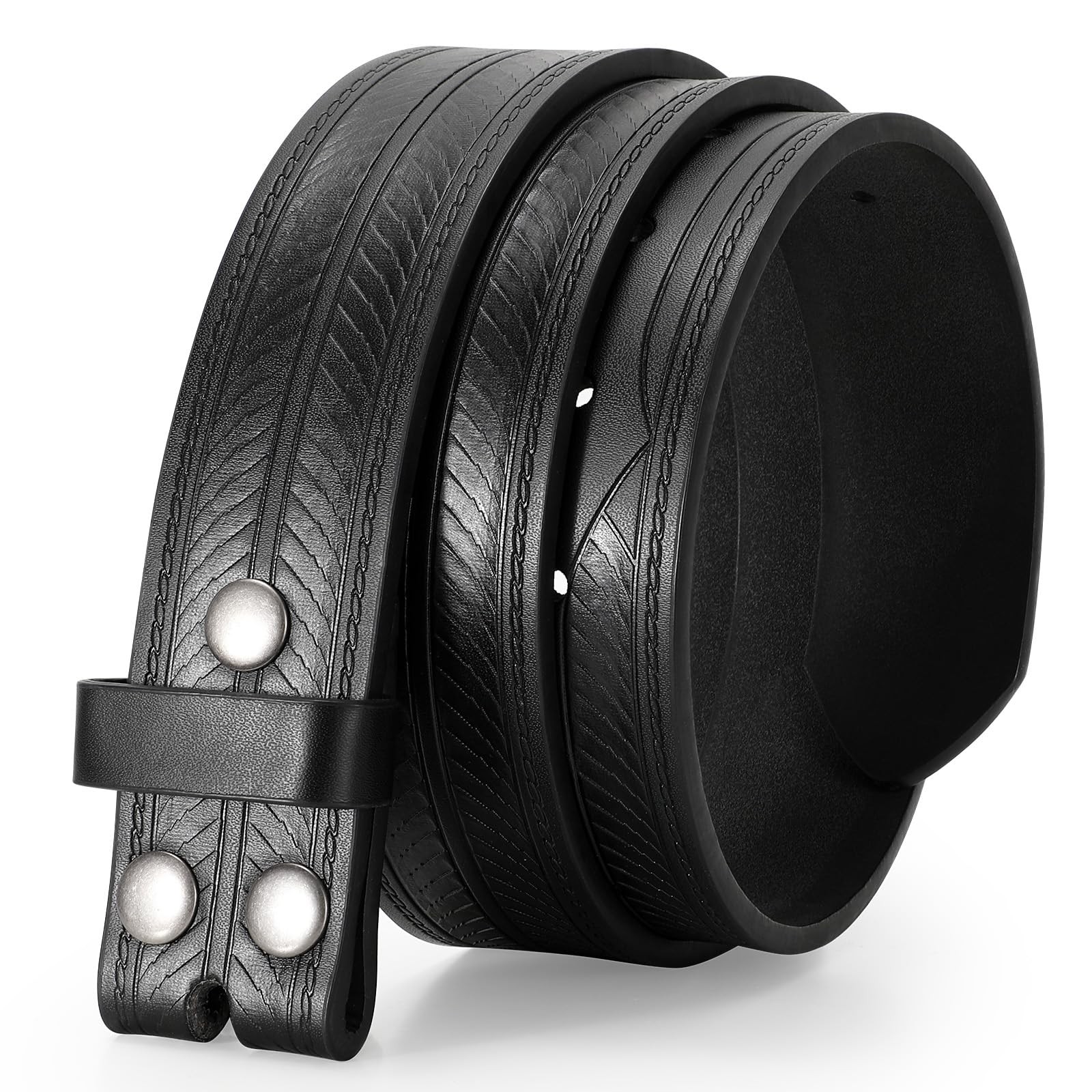 TRIWORKS Western Belts for Men without Buckle Cowboy Fit Size 38&Prime;-41&Prime;, Black