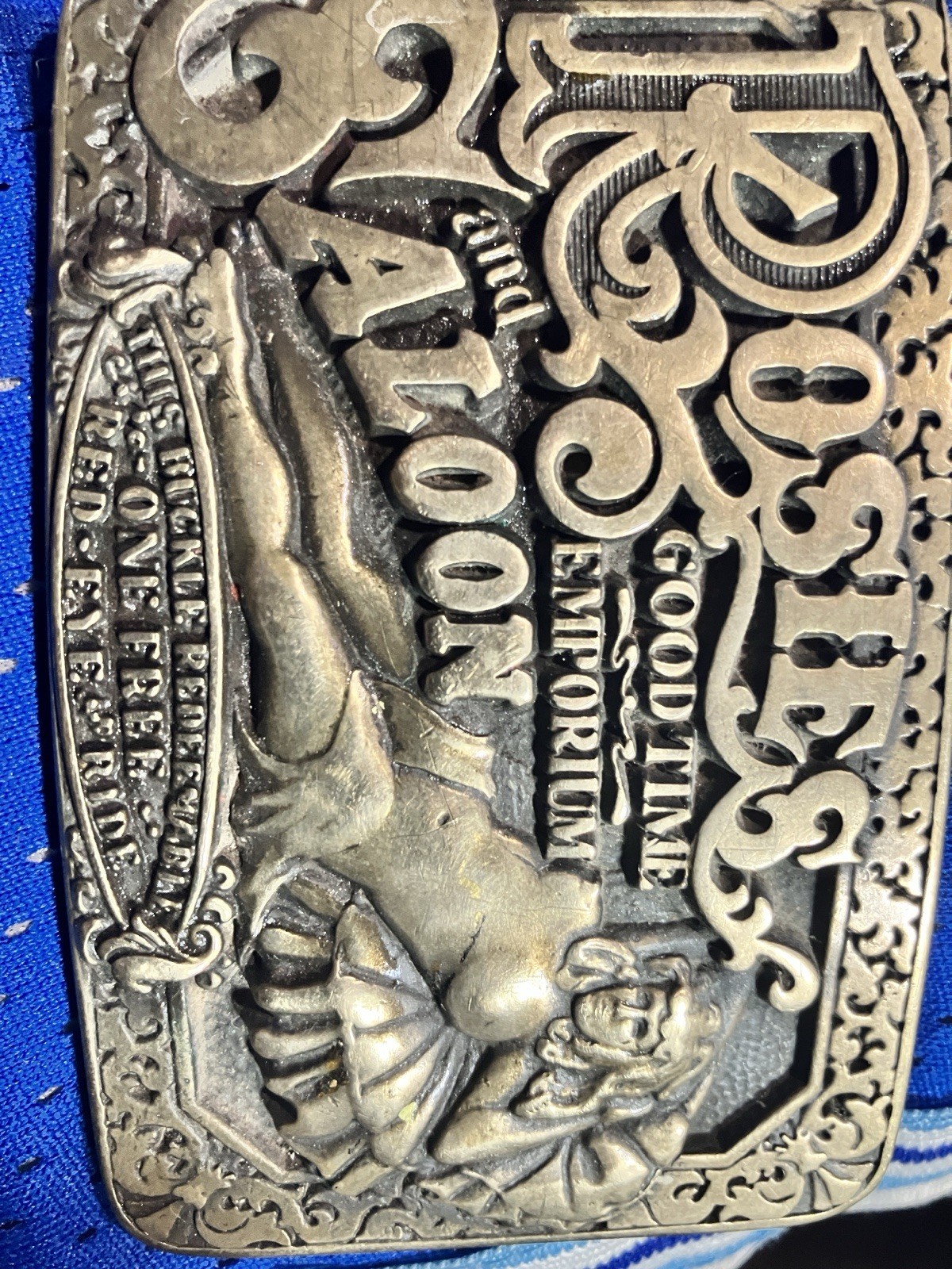 Award Design Medals Inc Brass Rosie’s Saloon Plate Buckle Engraved 1.5in