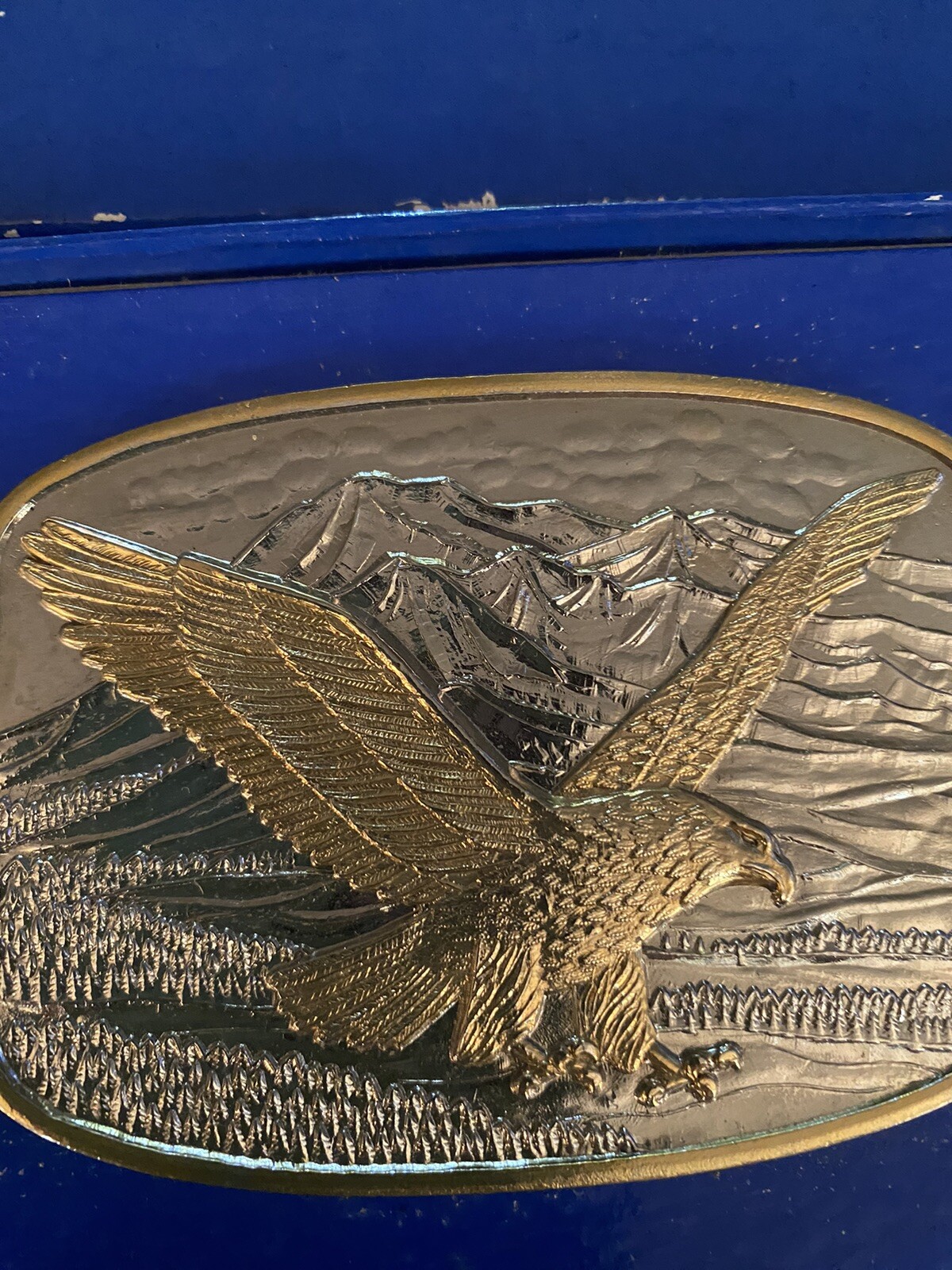 International Monetary Mint Silver Plate Flying Eagle Belt Buckle In Box No.2877