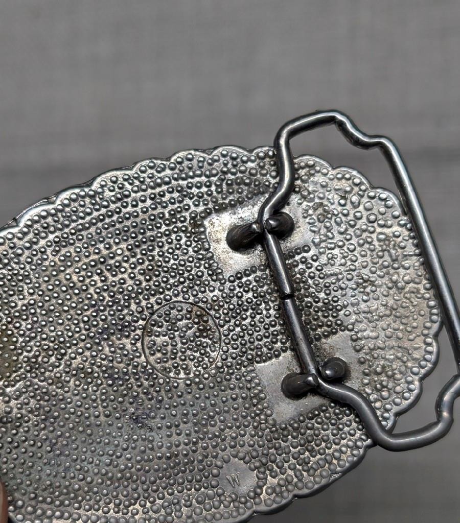 vintage DAISY belt buckle ENGRAVED western FLORAL western cowboy