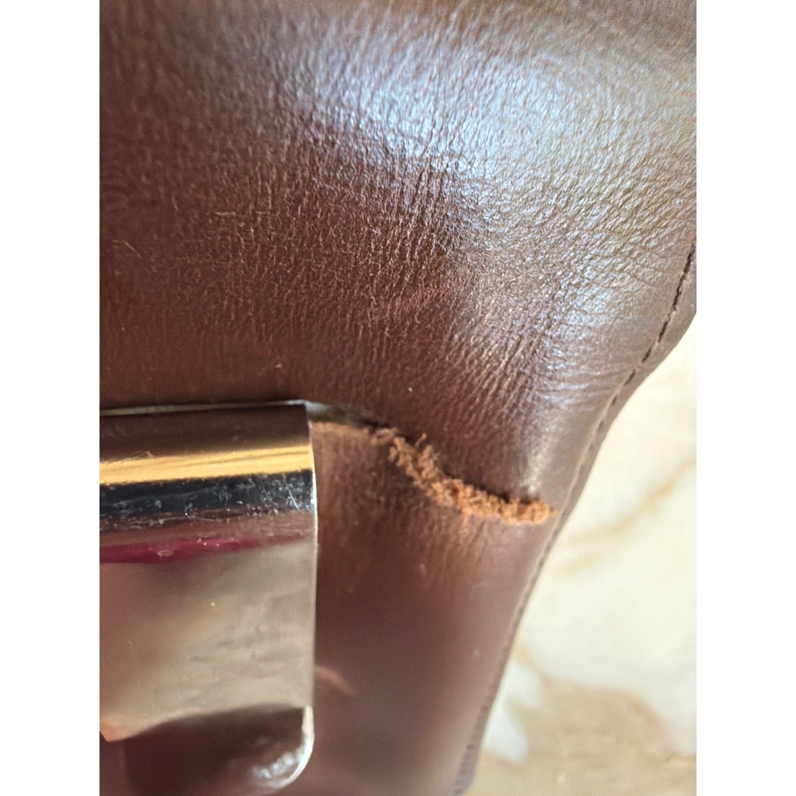 Vegan Leather Belt Pouch Brown Western Diamond Concho Clip On Holster Case