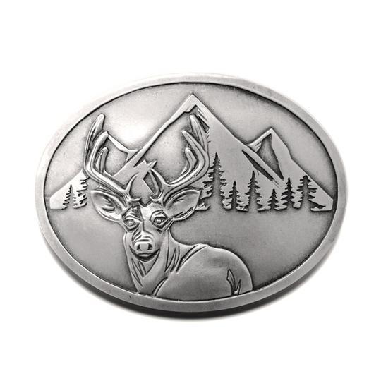 50 POINTER DEER HUNTER HUNTING BEVERAGE BEER CAN BOTTLE HOLDER BELT BUCKLE