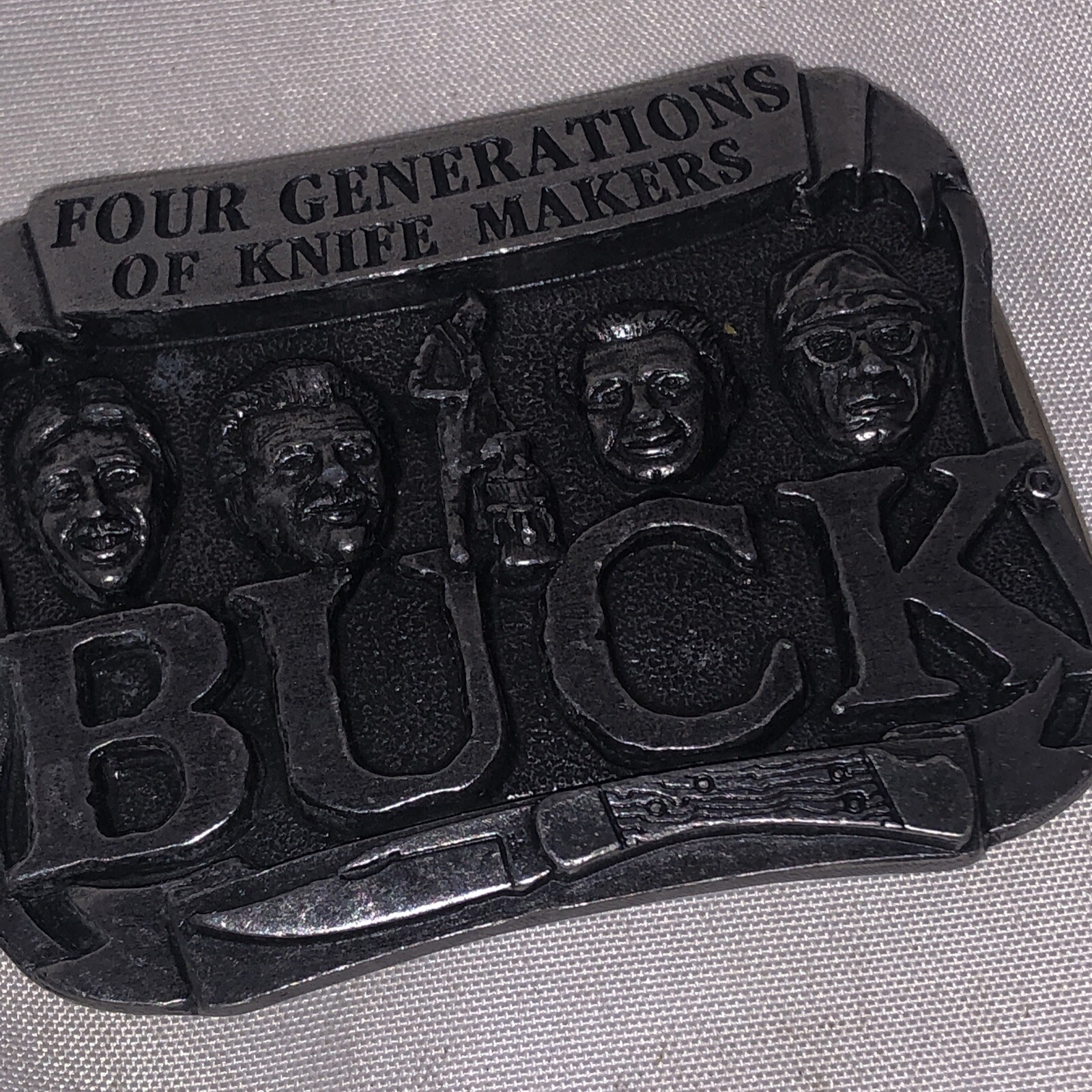 Vintage Belt Buckle Buck Knife Four Gen. of Knife Makers Smokey Mountain/u5a