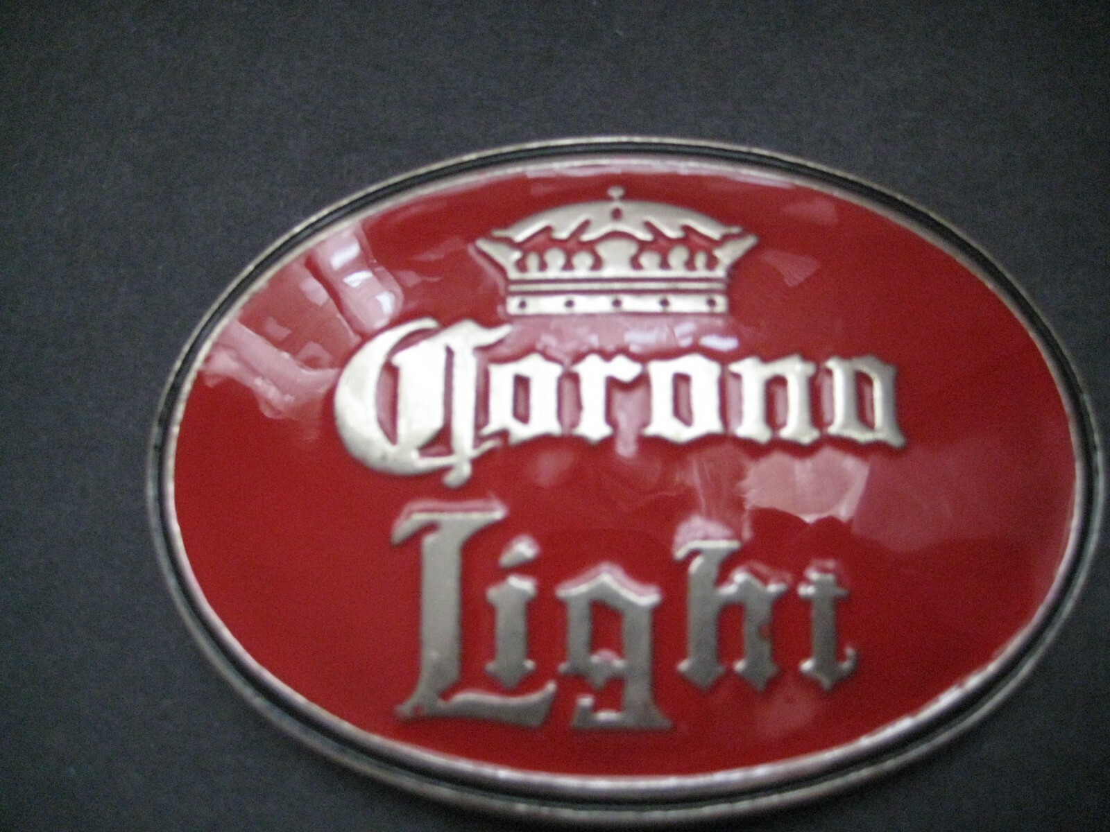 Collectible Beer Belt Buckle Red Enamel-Corona Light -Belt Buckle Bottle opener
