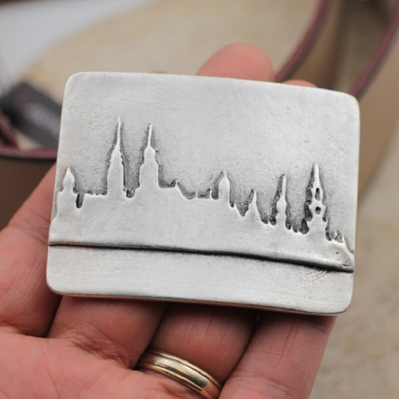 Hamburg City Silhouette Belt Buckle Skyline Metal Modern Urban Design