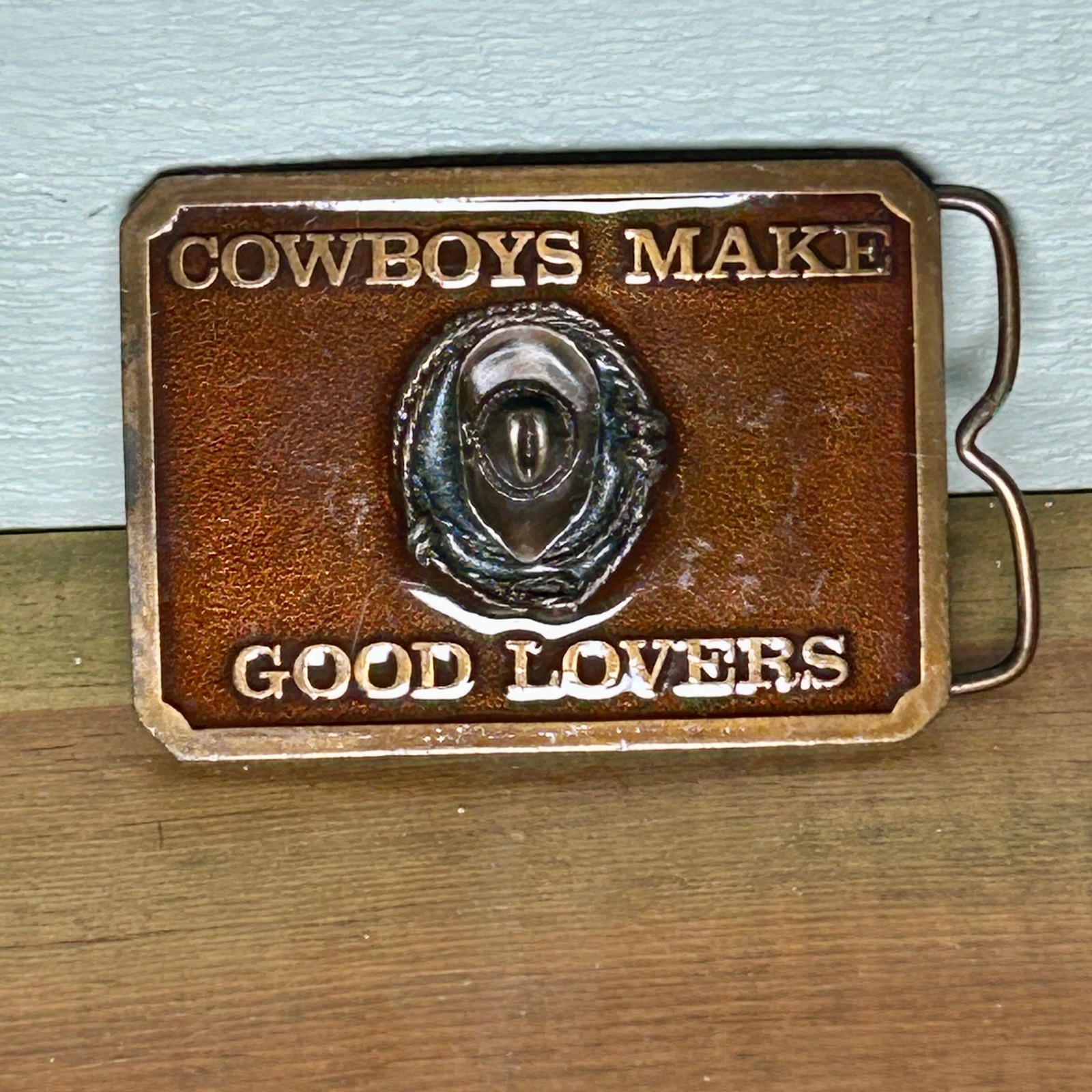 Brown SBS Inc Belt Buckle Cowboys Make Good Lovers Vintage