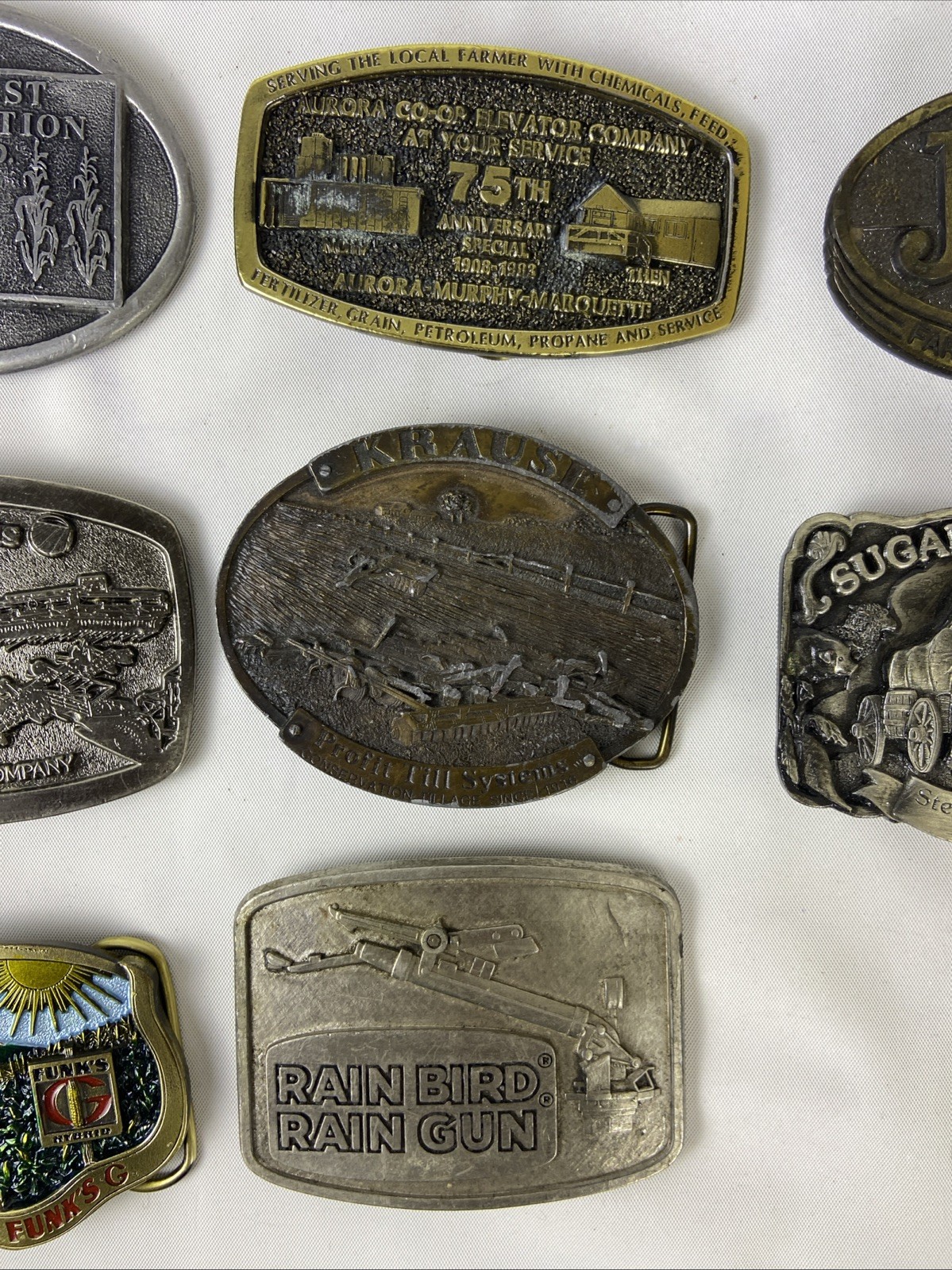 Mixed Lot of 8 pcs Belt Buckles Agriculture, Seeds, Irrigation Etc.