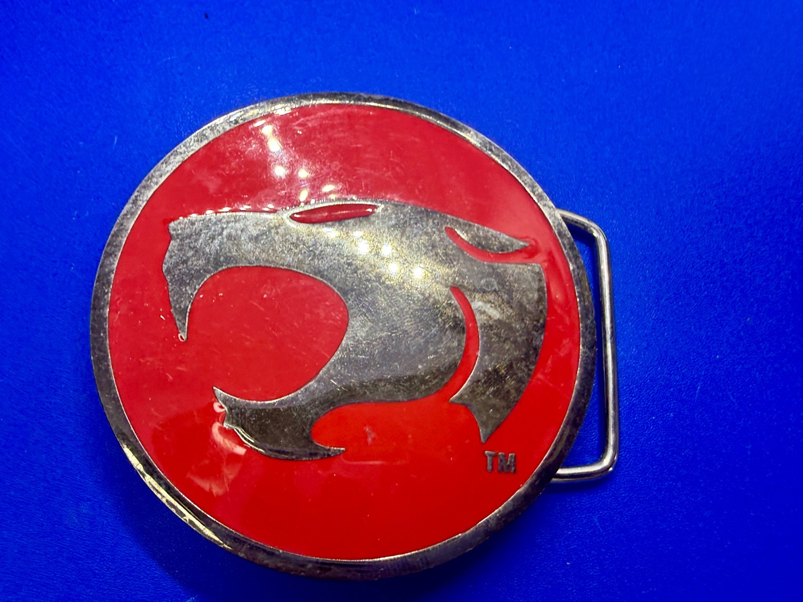 Thundercats Logo Red Silver Enamel Belt Buckle Warner Bros. Inc and Ted Wolf