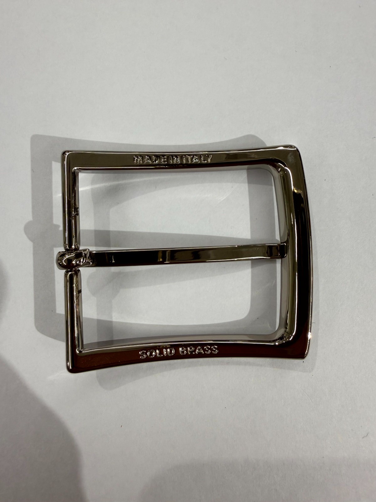 Solid Brass Polished Nickel Belt Buckle Made in Italy Fits 1.57&Prime; Belt Strap